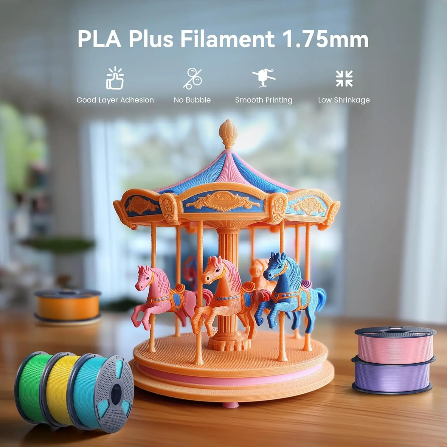 SUNLU 1.75 مللي متر PLA PLUS خيوط طابعة ثلاثية الأبعاد 3 كجم صلابة جيدة أقوى مرونة بلاستيكية PLA + خيوط ثلاثية الأبعاد مع بكرة قابلة لإعادة الاستخدام