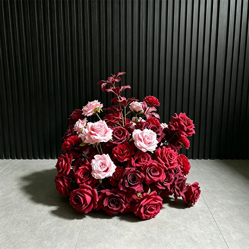 5D Outdoor Rote Rosen-Blumenkugel Künstliche Rosa Tischdekoration für Hochzeits- und Eventdekoration, Florale Arrangements für den Gang – Detail 6