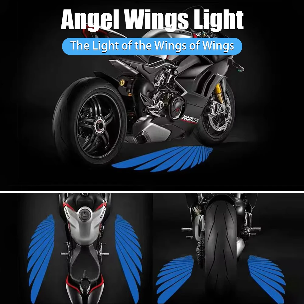 2PCS Angel Wings Laser LED Projector Light Motorcycle Scooter Mod Welcome Anti-collision Ambient Decor Lamp