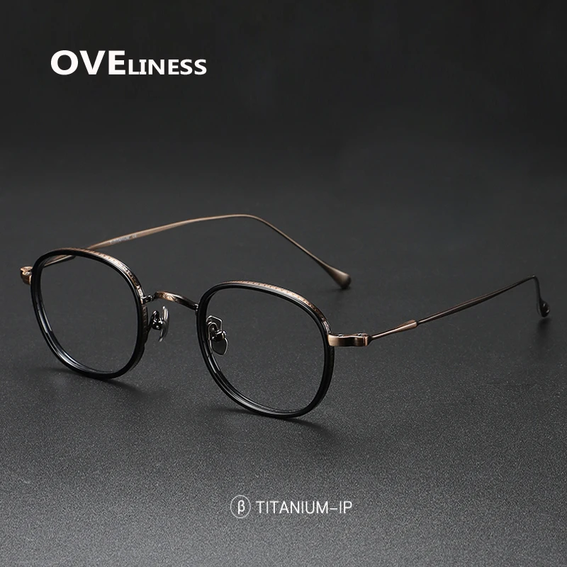 

2022 Pure Titanium Glasses Frame Men Ultralight Retro Round Myopia Optical Prescription Vintage Eyeglasses Frames Women Eyewear