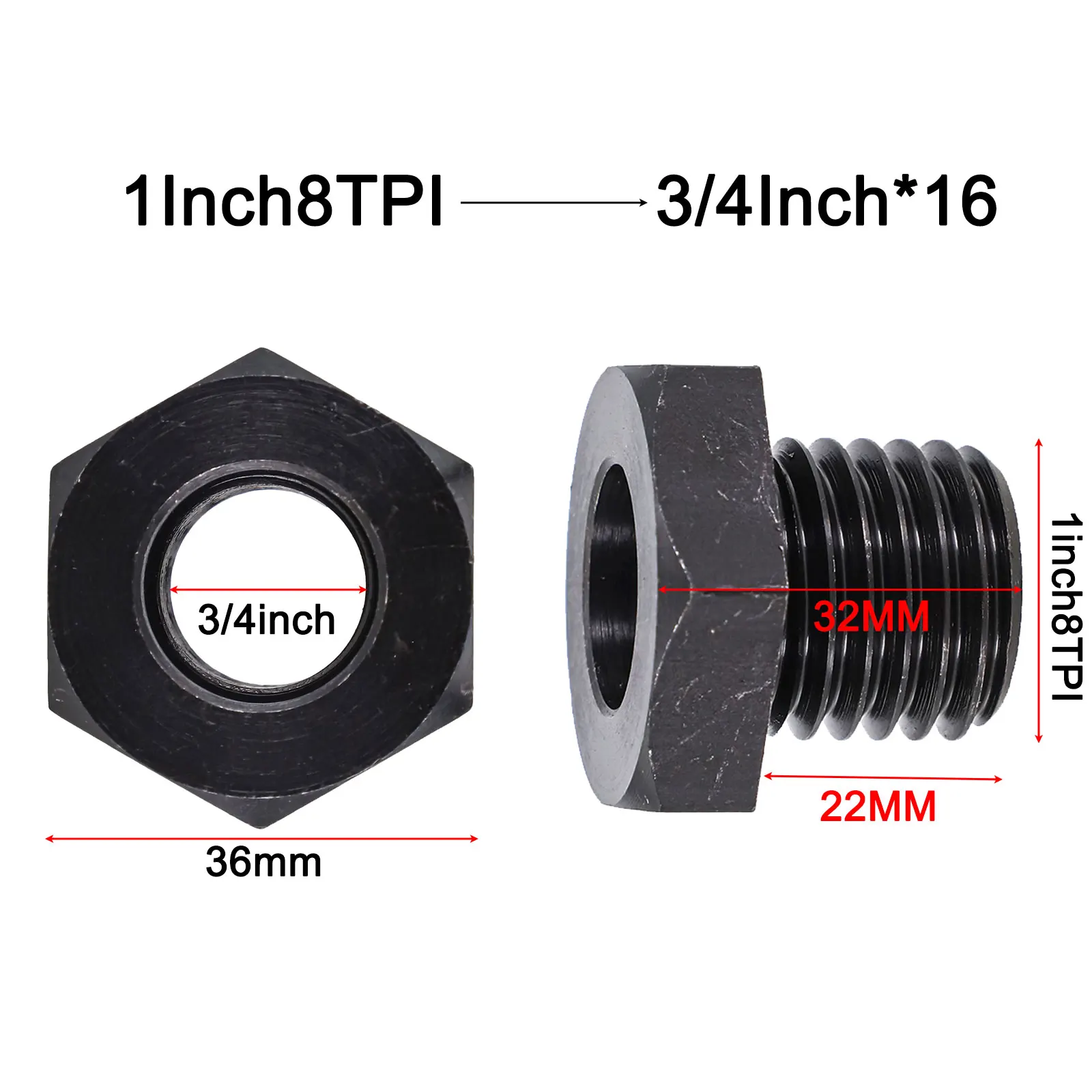 Wood Turning Lathe Headstock Spindle Chuck Adapter 1inch-8TPI To 3/4×16 Tool Wood Turning Woodworking Tool Accessories