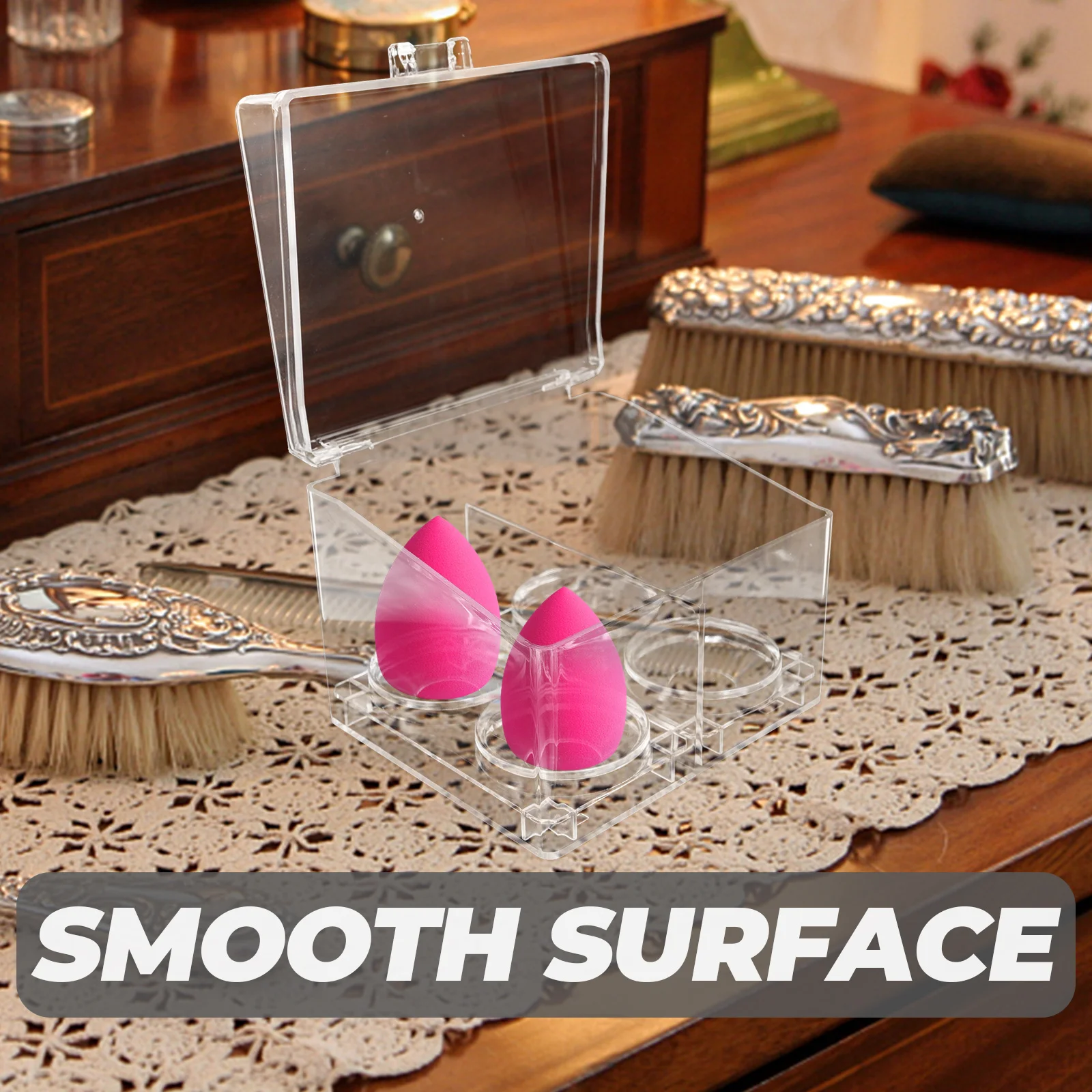 

Makeup Sponge Storage Boxes Practical Container for Cotton Swabs Pads Beauty Egg Holder Lipstick Multi Grid PP Women