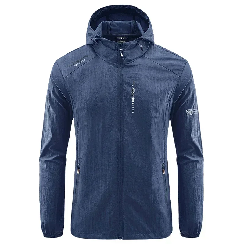 UPF50+ Summer Outdoor Quick Dry Sun-Protective Thin Jacket Men Hiking Fishing Cycling Hooded Gym Sport Ultra Light Windbreaker