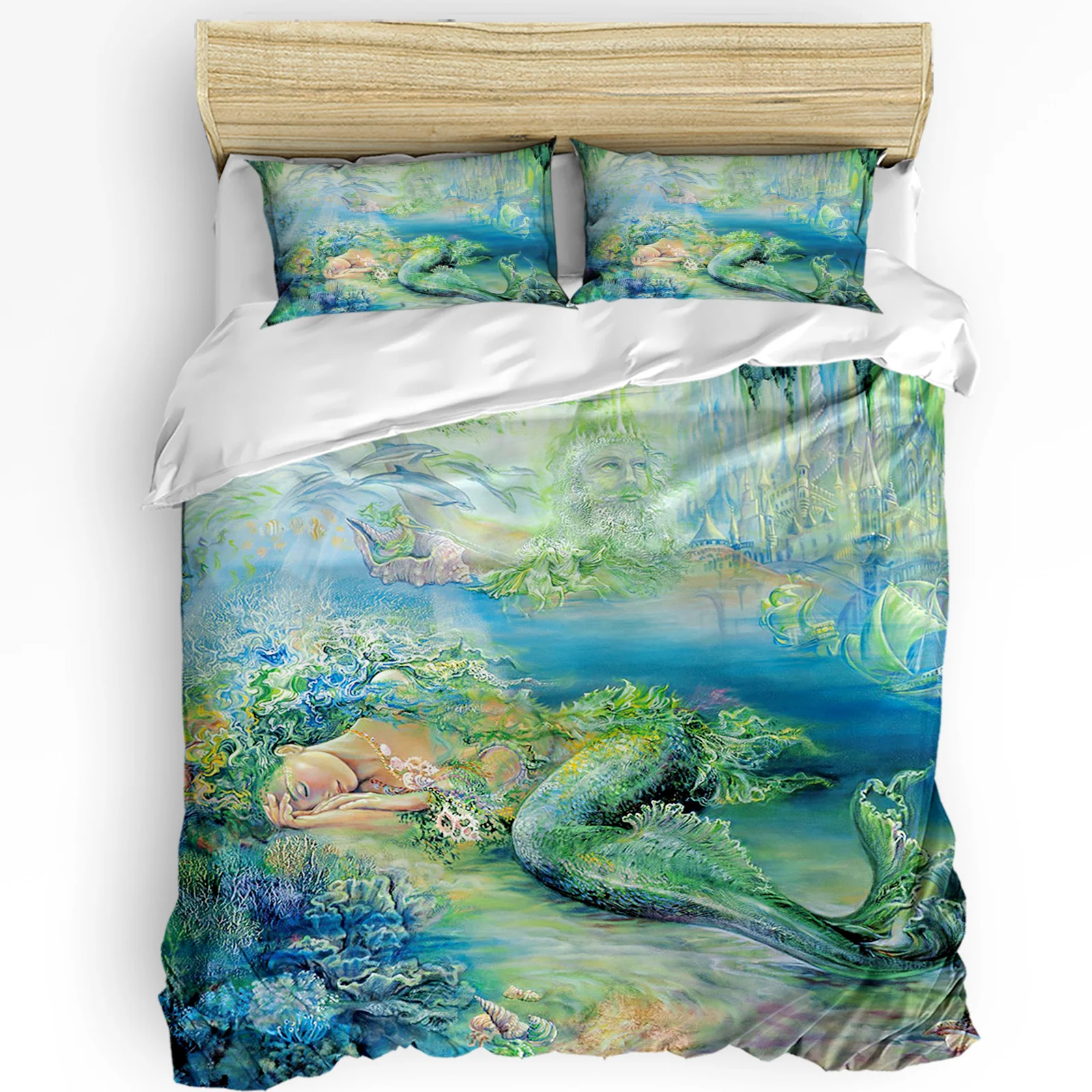 3pcs Bedding Set Underwater Animals Sea Life Cartoon Home Textile Duvet Cover Pillow Case Boy Kid Teen Girl Bedding Covers Set