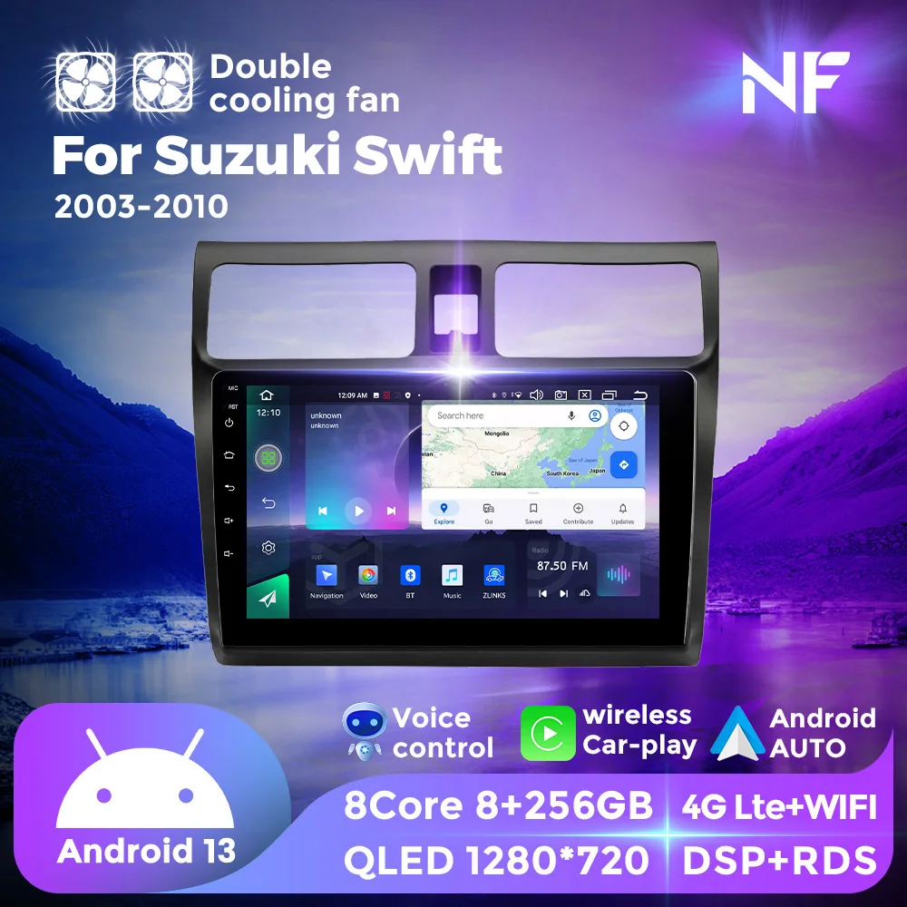 

Автомобильный радиоприемник NF Android 13 QLED для Suzuki Swift 3 2003-2010, Авторадио, мультимедийный плеер, GPS-навигация для беспроводного Carplay