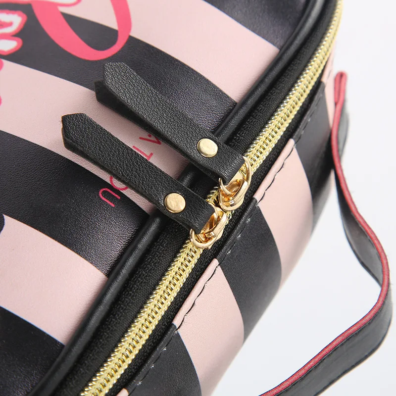 2024 New Striped Cosmetic Bag Travel Portable Makeup Bag Capacity Toiletry Bag for Women