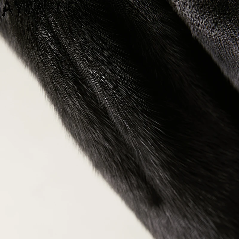 معطف فرو المنك الطبيعي من AYUNSUE للسيدات وصل حديثًا معاطف وسترات شتوية للسيدات ملابس أنيقة طويلة للنساء شوبانا Жénska