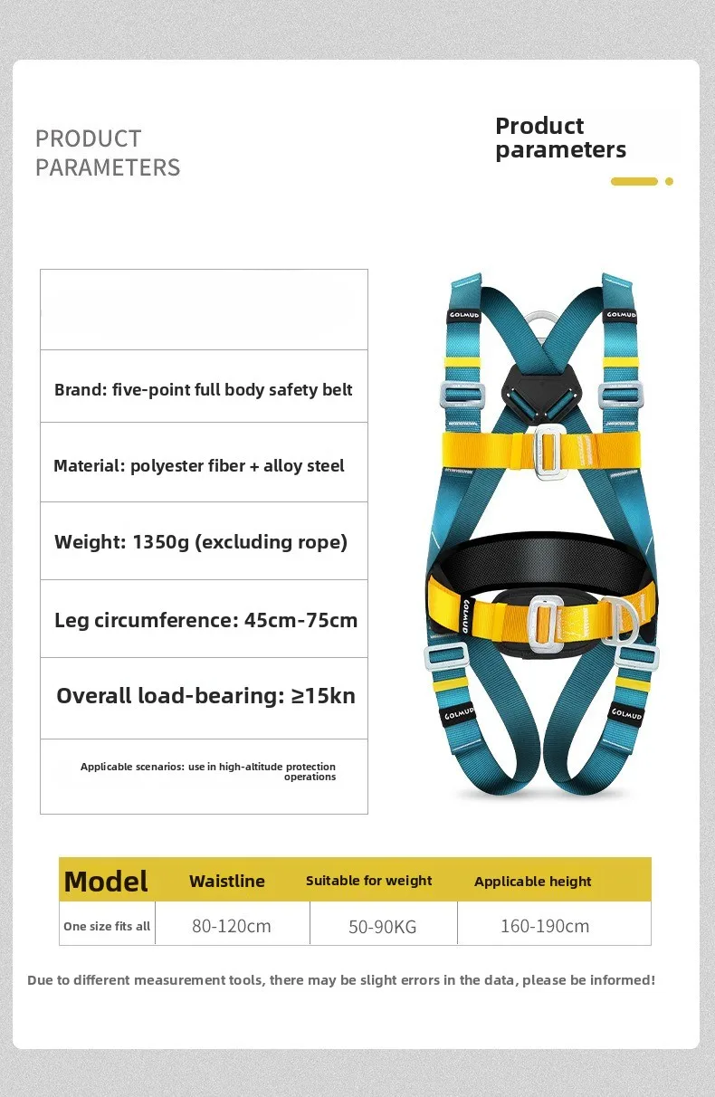 Safety Harness for Work in Height with  Safety Rope Belt Carabiner Outdoor Climbing Industrial Full Body Security Protection