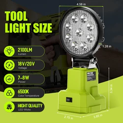 Car LED Alarm Work Light Flashlight Searchlight Torch Spotlight Camping Lamp For Ryobi 18V Lithium Battery P107 P108