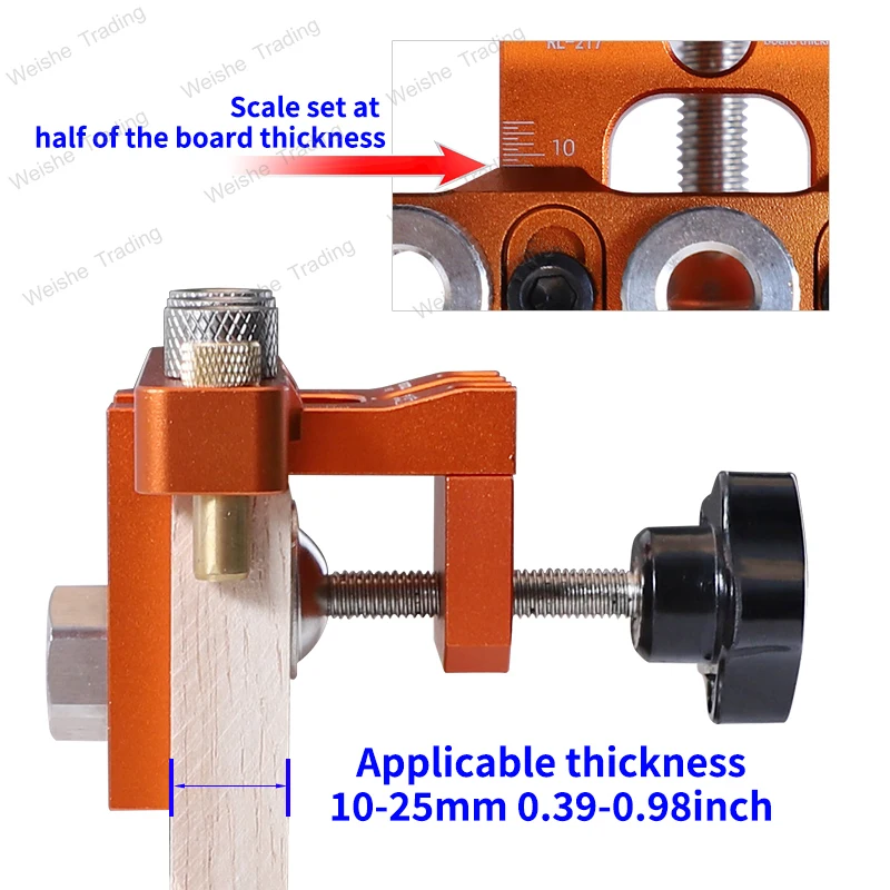Dowel Jig Kit 3-in-1 Adjustable Drilling Jig Aluminum Alloy Dowel Drill Guide Locator Puncher for Carpenter Tools