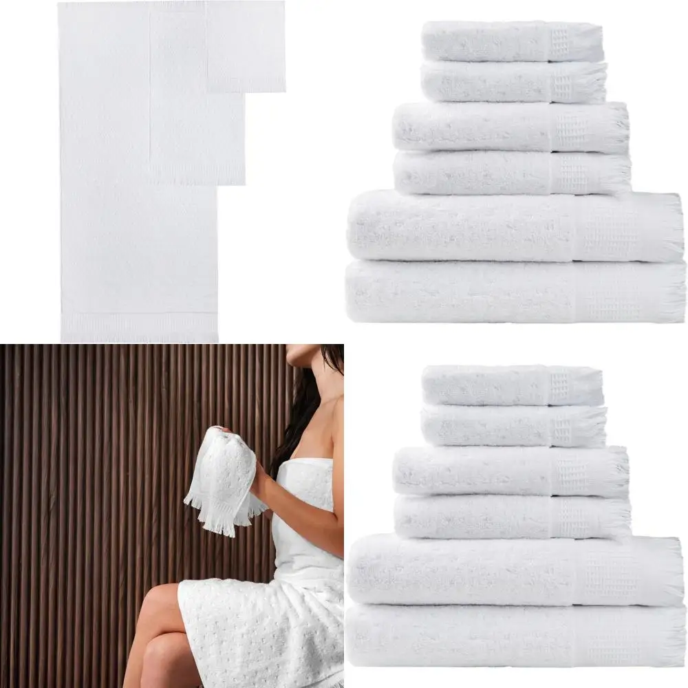 

Роскошный набор из 6 полотенец из турецкого хлопка: 2 банных полотенца, 2 полотенца для рук, 2 салфетки для умывания - мягкие, прочные, впитывающие, для гостиничного стиля.