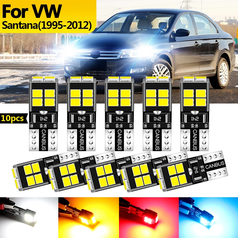 10PCS 12v For VW Santana 1995 1996 1997 1998 1999-2012 LED Clearance Light Parking Bulb Lamp W5W T10 194 Canbus car accessories