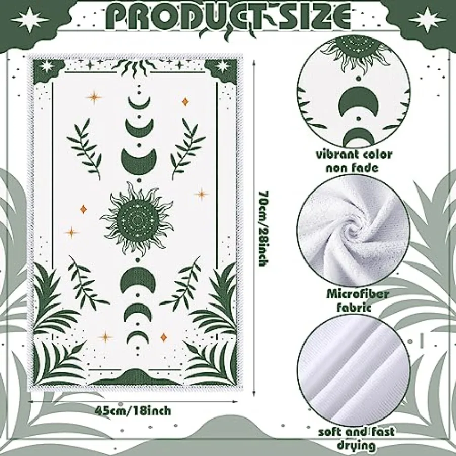 6 عبوات مناشف المطبخ بوهو 18 × 28 بوصة فطر ساحر مناشف المطبخ القمر السماوية ماصة قماش الأطباق ديكور هدايا للمزرعة