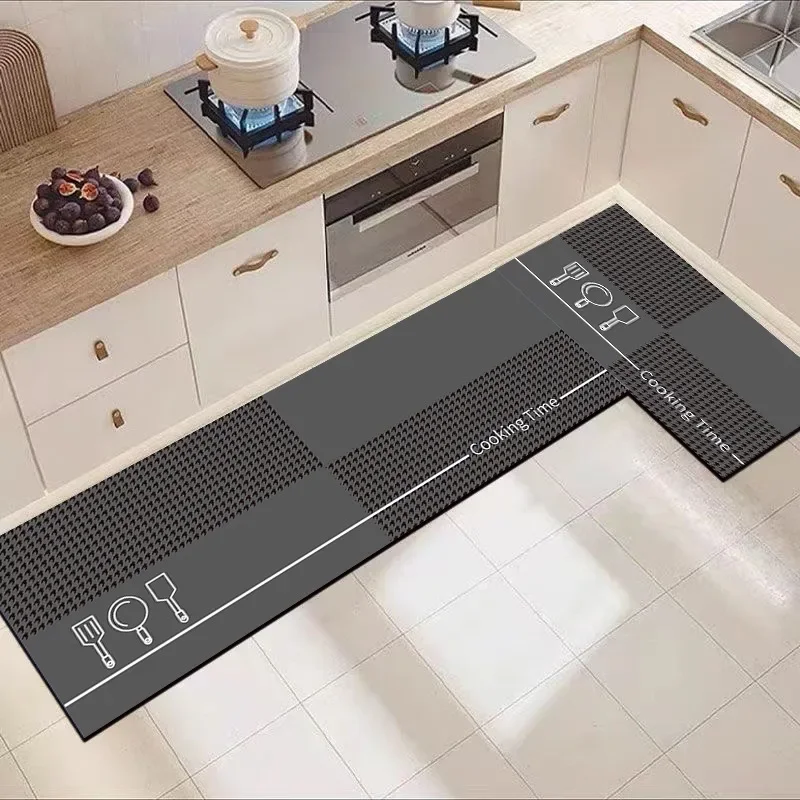 

Floor Mat for Kitchen Multi-color Pvc Leather Waterproof Carpet Anti-slip Oil-proof Foot Mats Long Strip Home Decoration Rug