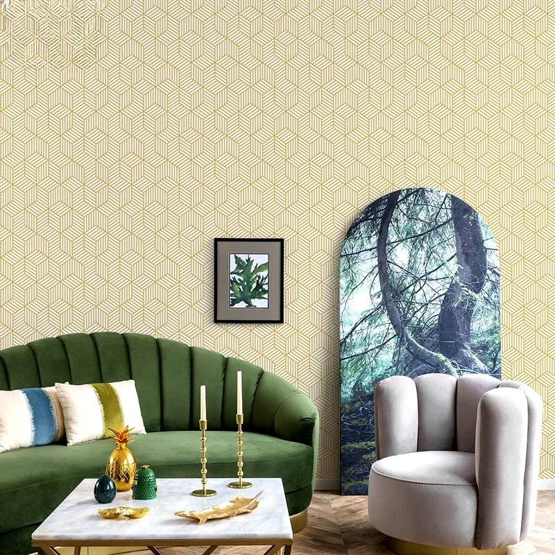 Living room wallpaper three-dimensional geometric wallpaper bedroom wall covering self-adhesive wall decor