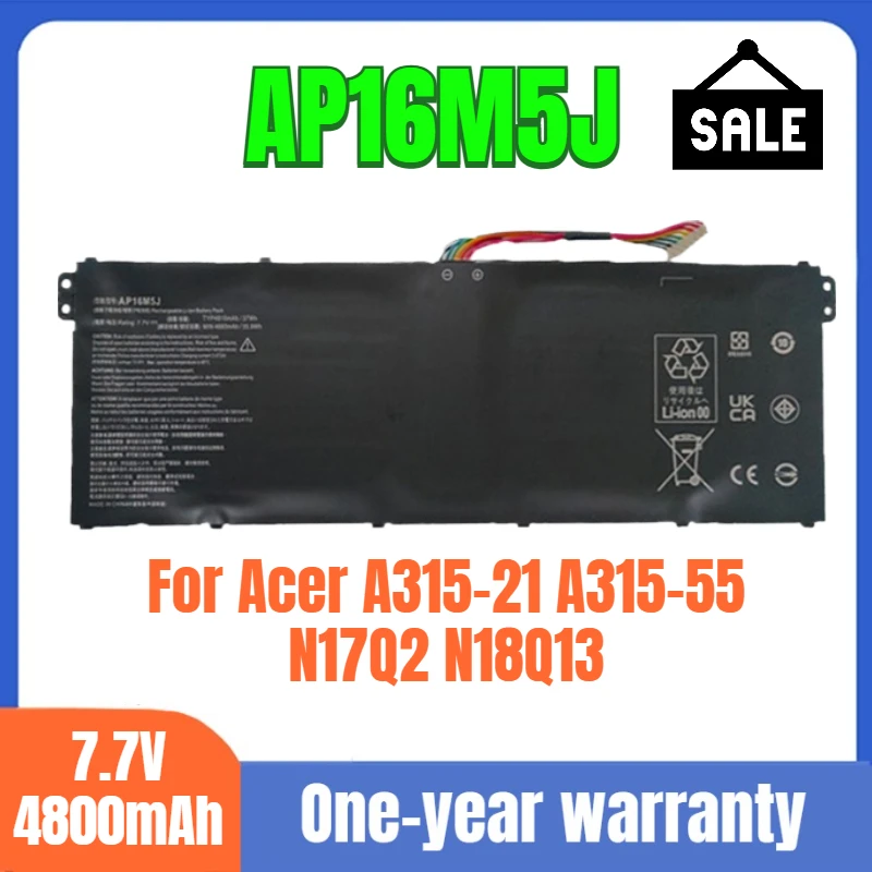 

AP16M5J Аккумулятор для ноутбука Acer, подходит для Acer A315-21 A315-55 N17Q2 N18Q13, новый, высокое качество, 7,7 В, 4800 мАч