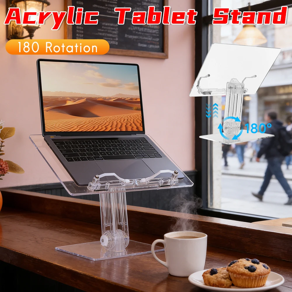 

Акриловая подставка для планшета 180 ° Вращающаяся подставка для планшета, прозрачный держатель для планшета, настольная подставка для iPad, держатель для книг на рабочий стол