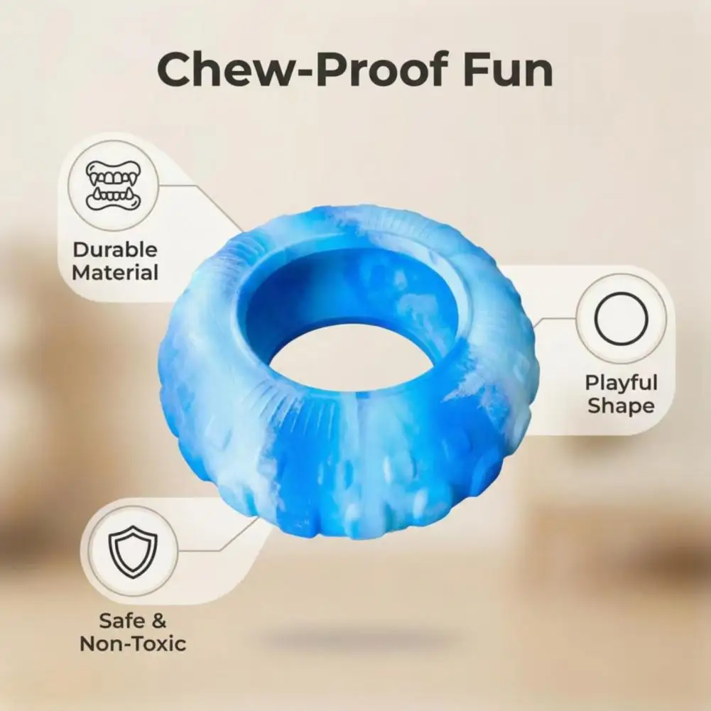 

Dog Chew Toy Dog Toy Tire Shape Textured Chew Toy for Teeth Durable Tug-of-war Toss Catch Pet Play Accessory Tug of War Dog