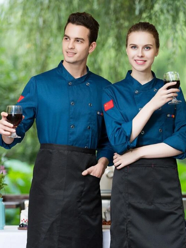 Chef-Kok Jas Dragen Lange Mouwen Hotel Foodservice Restaurant Catering Keuken Chef-Kok In Herfst En Winter Kleding Voor Mannen Vrouwen