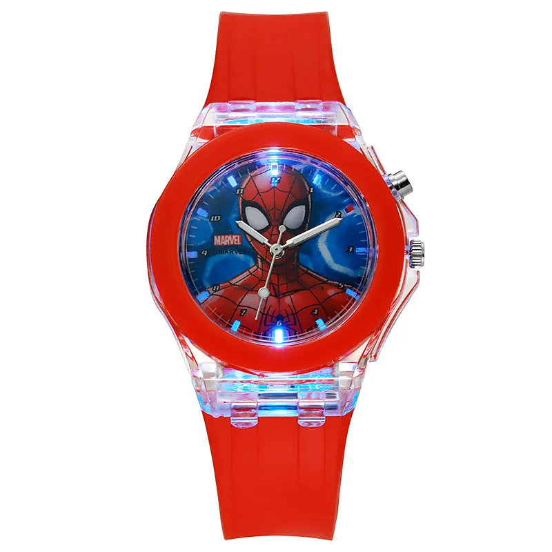 Disney homem-aranha relógio crianças relógio luminoso bonito silicone mickey luzes coloridas relógio presentes para meninas crianças relógios