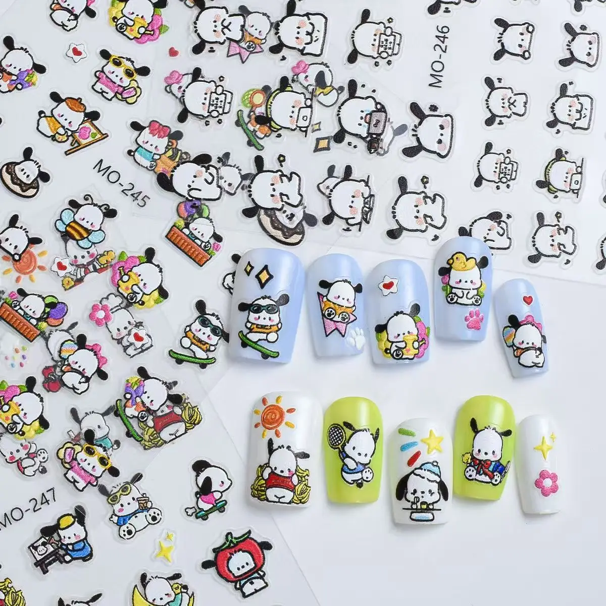 1PCS Playful Kidcore Style Sanrio Nail Stickers Colorful Cartoon Nail Supplies Vibrant Color Quick-Dry Portable Stickers