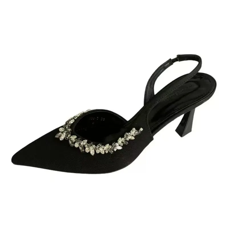 Fashion Rhinestone Design Women's Sandal Comfort Non-slip Pointed Toe Low Heel Ladies Loafers Elegant Women's Sandal 4567 image 6