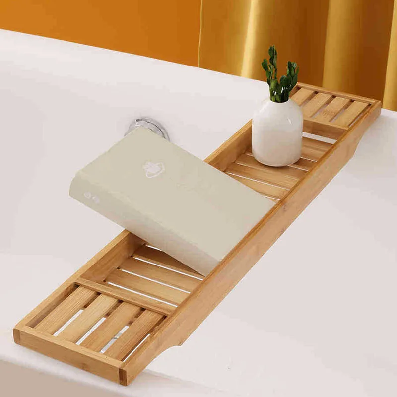 1PC Bamboo Extension Antiskid Bathroom Multi Function Bathtub Shelf Toilet Spa Bath Shelf Bathtub Tray Bathtub Accessories