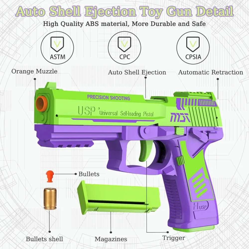 3D Radish Toy Gun Model Shell Throwing Combat Master 2011 Pistol Continuous Firing Soft Bullet Outdoor Cs Game for Children Gift