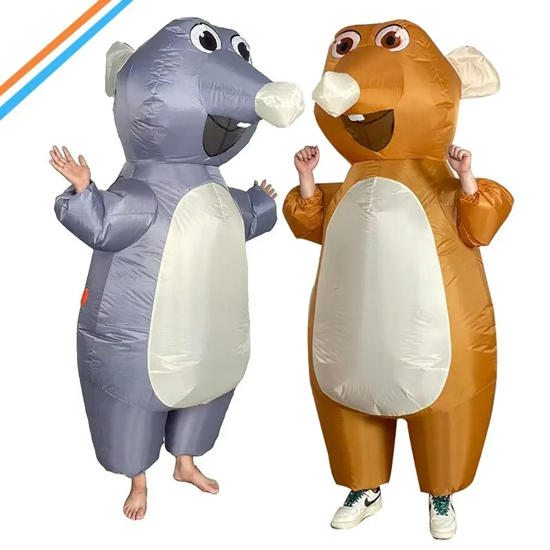 Traje inflable de ratón bonito de dibujos animados, fiesta, patio de juegos, disfraz de Cosplay para adultos, disfraz de mascota de poliéster, accesorios divertidos