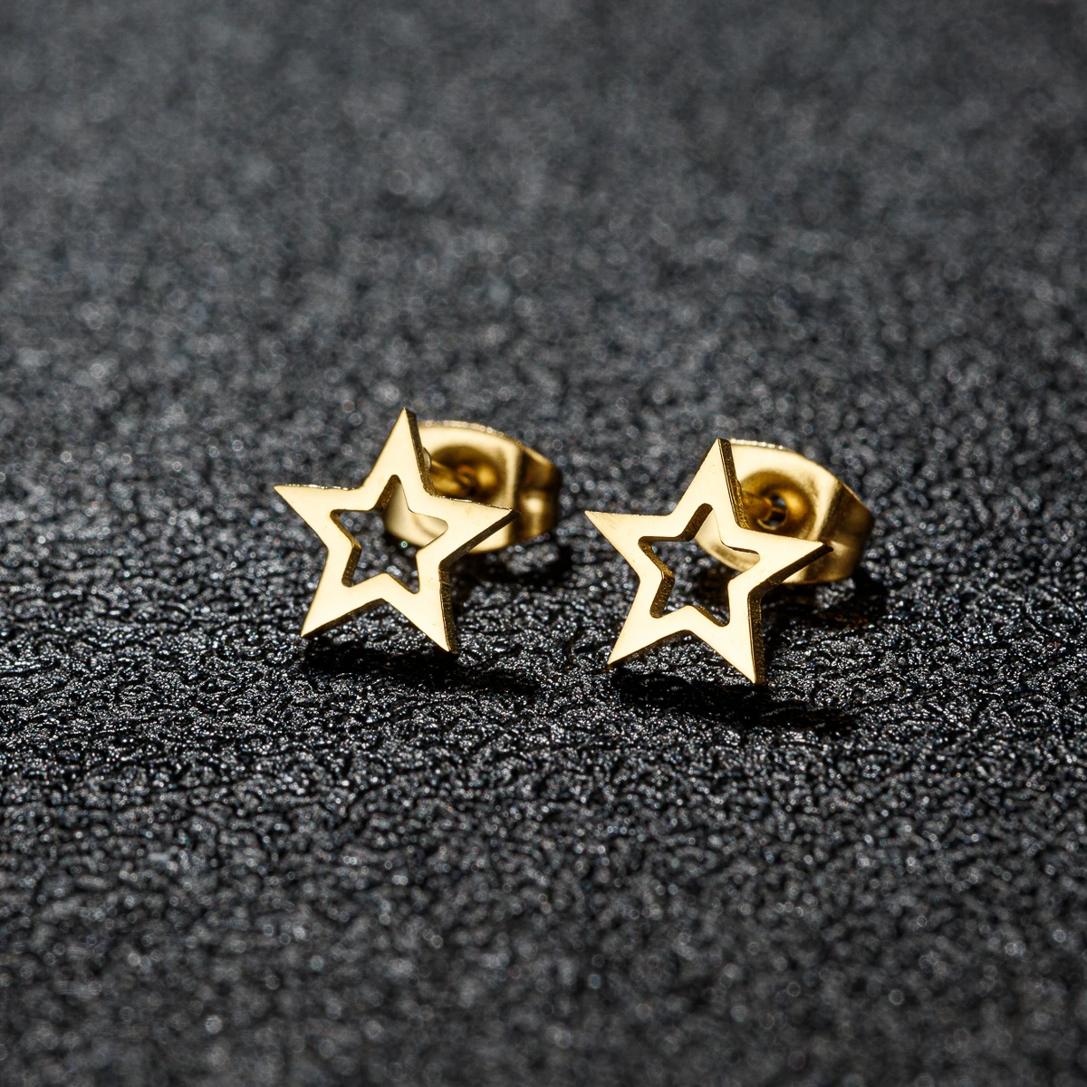 1 Pair Stainless Steel Hollow Star Stud Earring For Women Small Lover's Engagement Jewelry