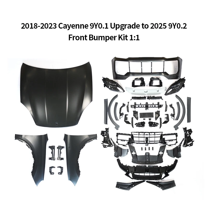 9y0.1 Upgrade 9y0.2 2025 1:1 Front Bodykit Hood Headlights  Cayenne 2018-2024 High Quality PP Material JHBSJ014