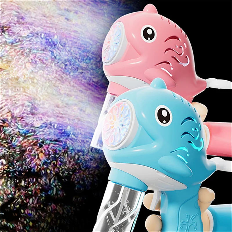 KNYYSECQ Bring 2 bottles of 50ml bubble water 2 pcs whale handheld bubble guns Fully automatic outdoor toy for blowing bubbles