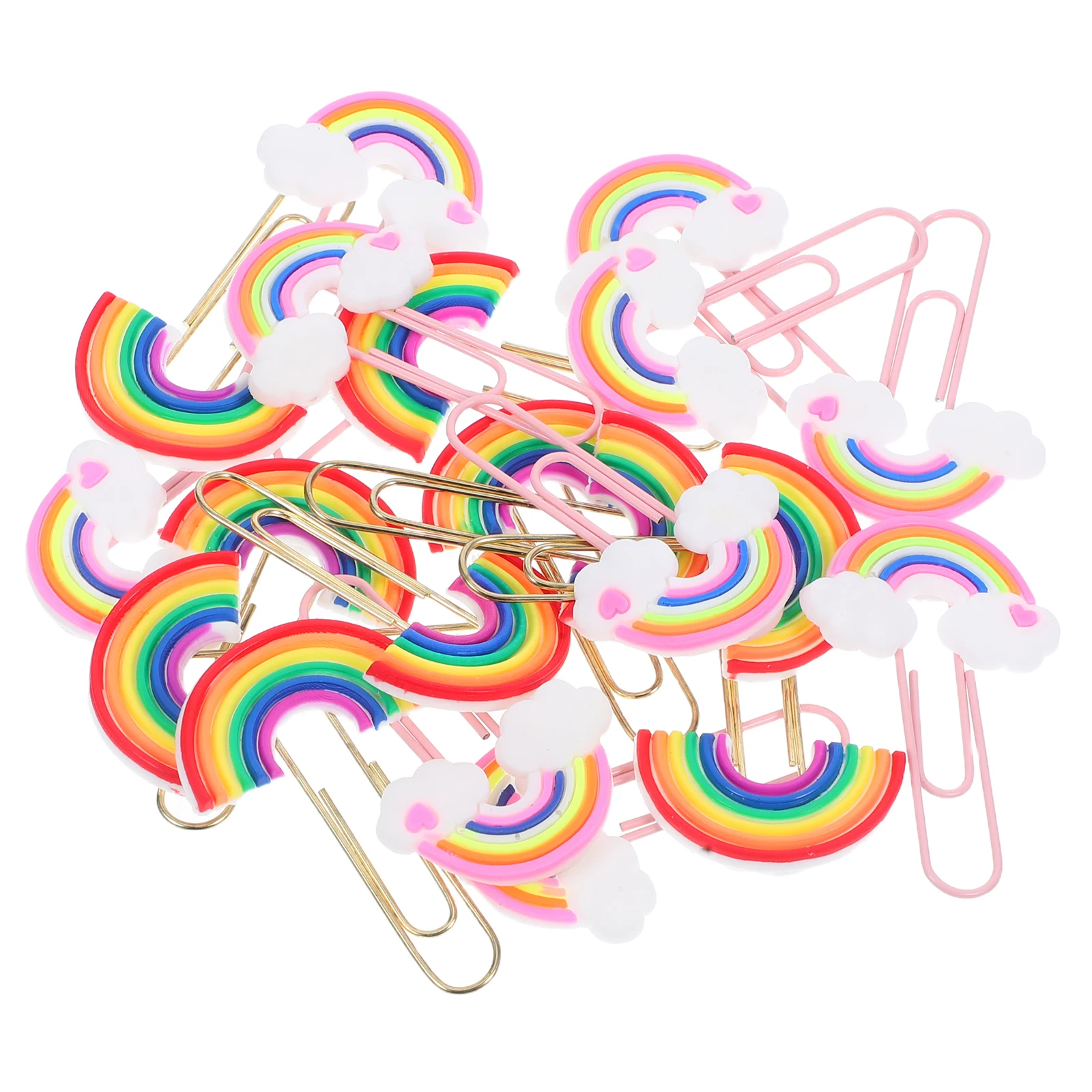 

20Pcs Colorful Rainbow Paper Clips Charming Bookmarks Cute Office Supplies