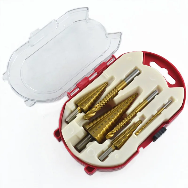

4-12/4-20/4-32mm Triangular Handle Straight Groove Ladder Drill 3/6/8 Saw Drill 6pc Hole Punching Worker Assembly Set
