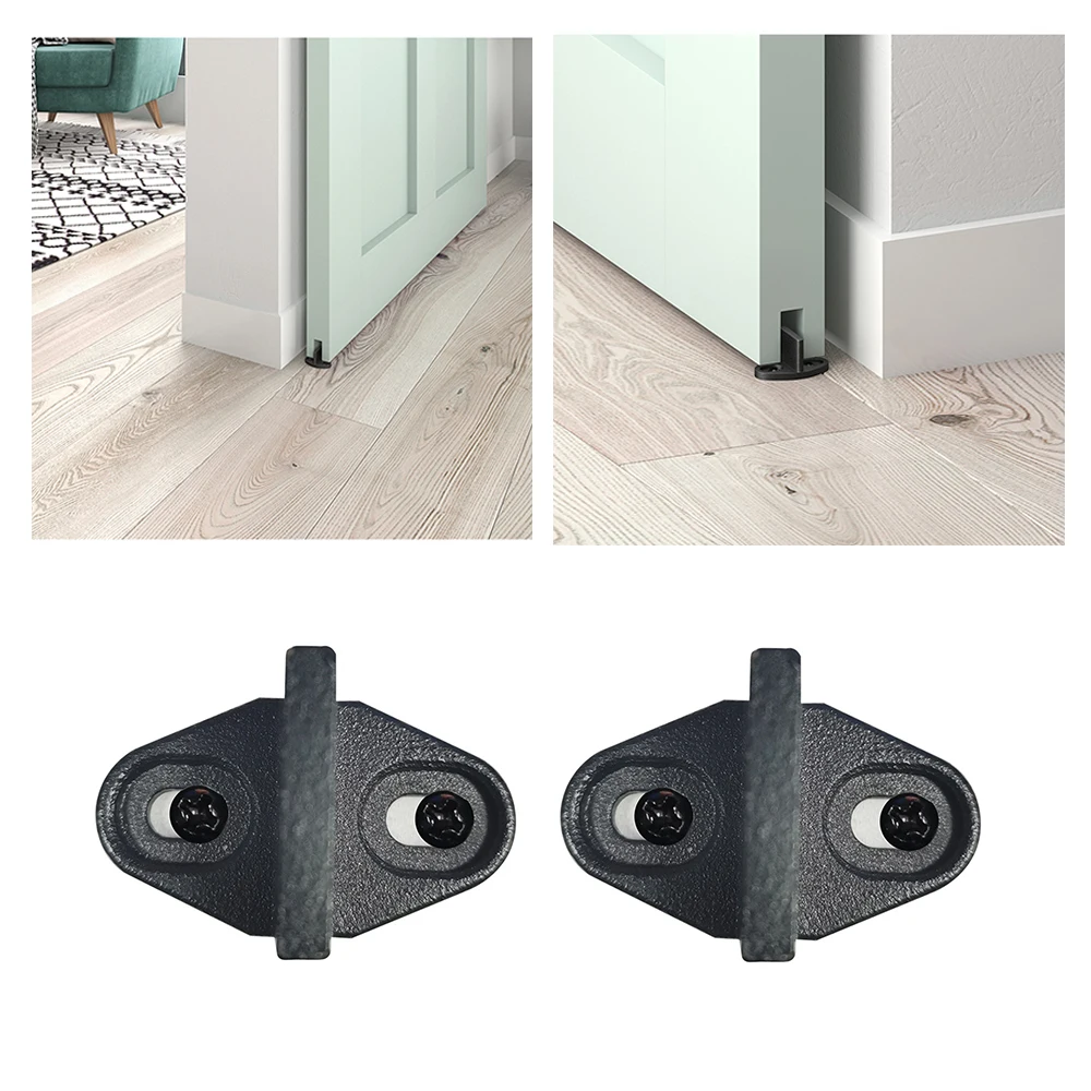 2 Sets Metal steel Barn Door Floor Guide Sliding Door Bottom Guide Floor Mount Heavy Duty Metal Hardware with Screws 4.3 x2.5 cm