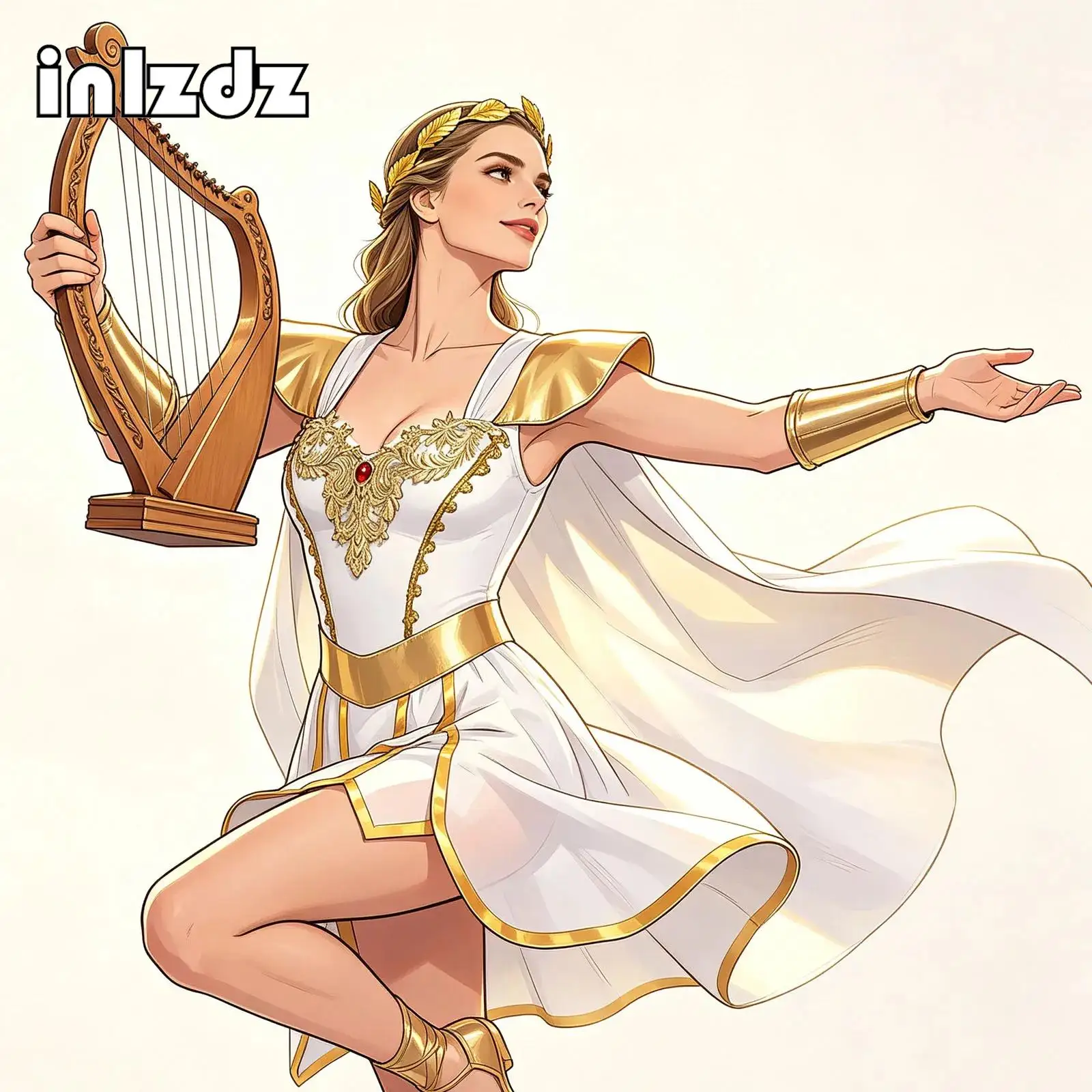Image of Damen Antike Griechische Königin Athene Göttinnen Cosplay Kostüm Ärmelloses Bodysuit-Kleid mit Manschetten Halloween Themenparty Römische Toga