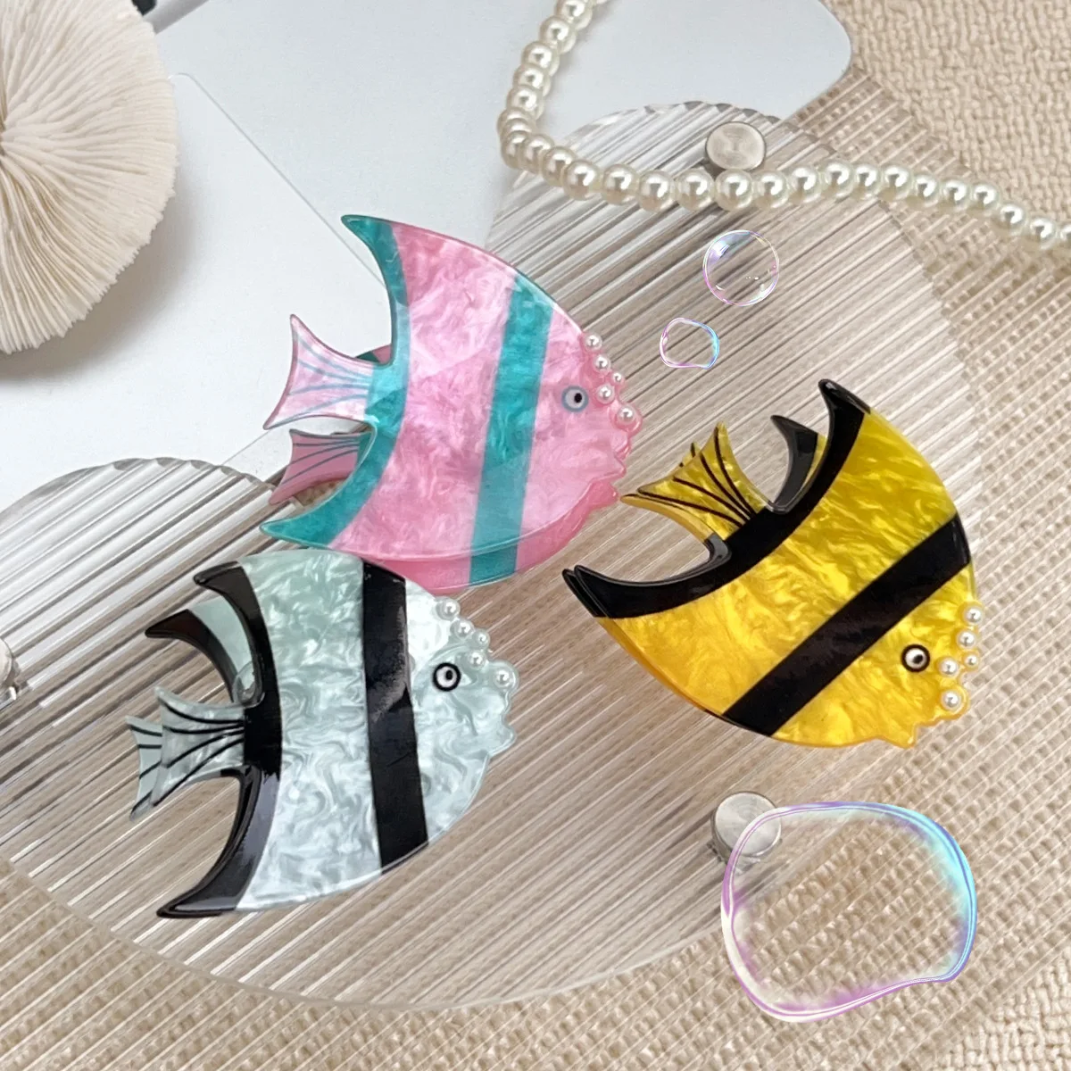 Ocean series colorful angelfish acrylic grab clip creative design high-end hair catch shark clip female