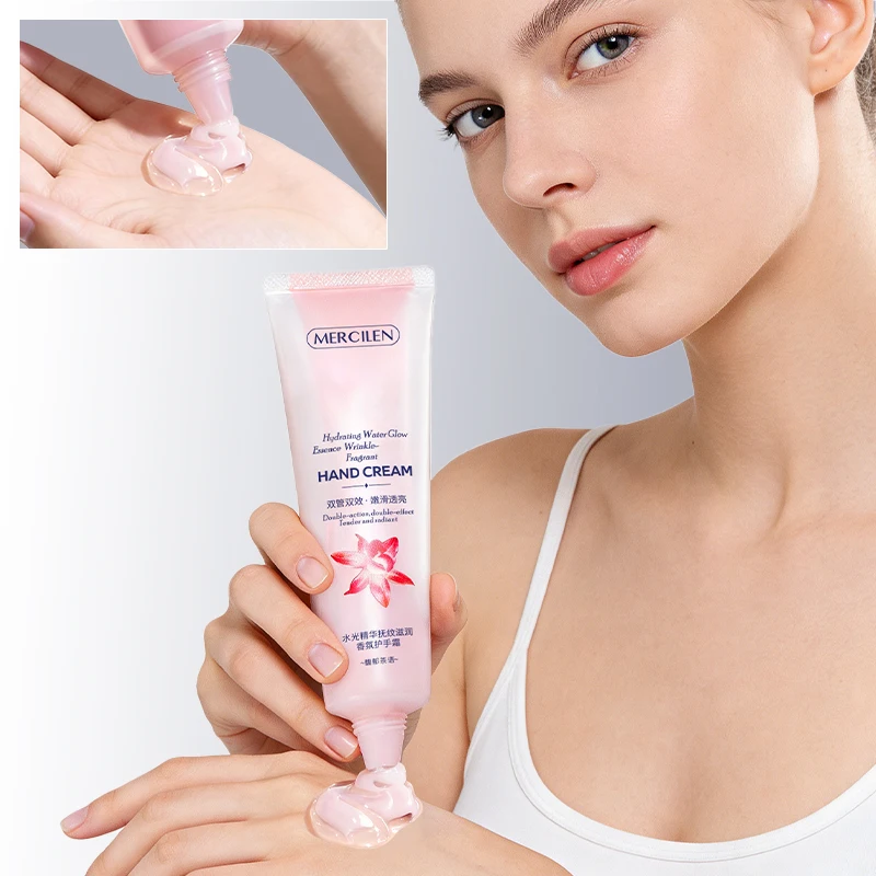 Mercilen Water-Glow Essence Moisturizing Fragrance Hand Cream 80g, Contains Collagen and Vitamin E for Moisturizing, Firming, Anti-Wrinkle Skin Care, Moisturizes Dry Skin, Makes Hands Bright and