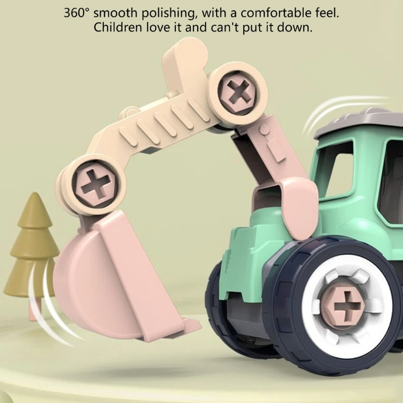 مجموعة بناء شاحنة بناء للصغار مكونة من 5 شاحنات مفك براغي مجموعة ألعاب تعليمية STEM المهارات الحركية الدقيقة 15UB #3