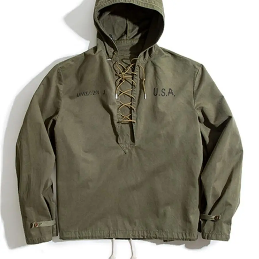 

Cargo Retro World War II Naval Deck Suit Short Coat Bad Weather Baggy Sweater Men's Splint Varsity Streetwear Bomber Jacket Man