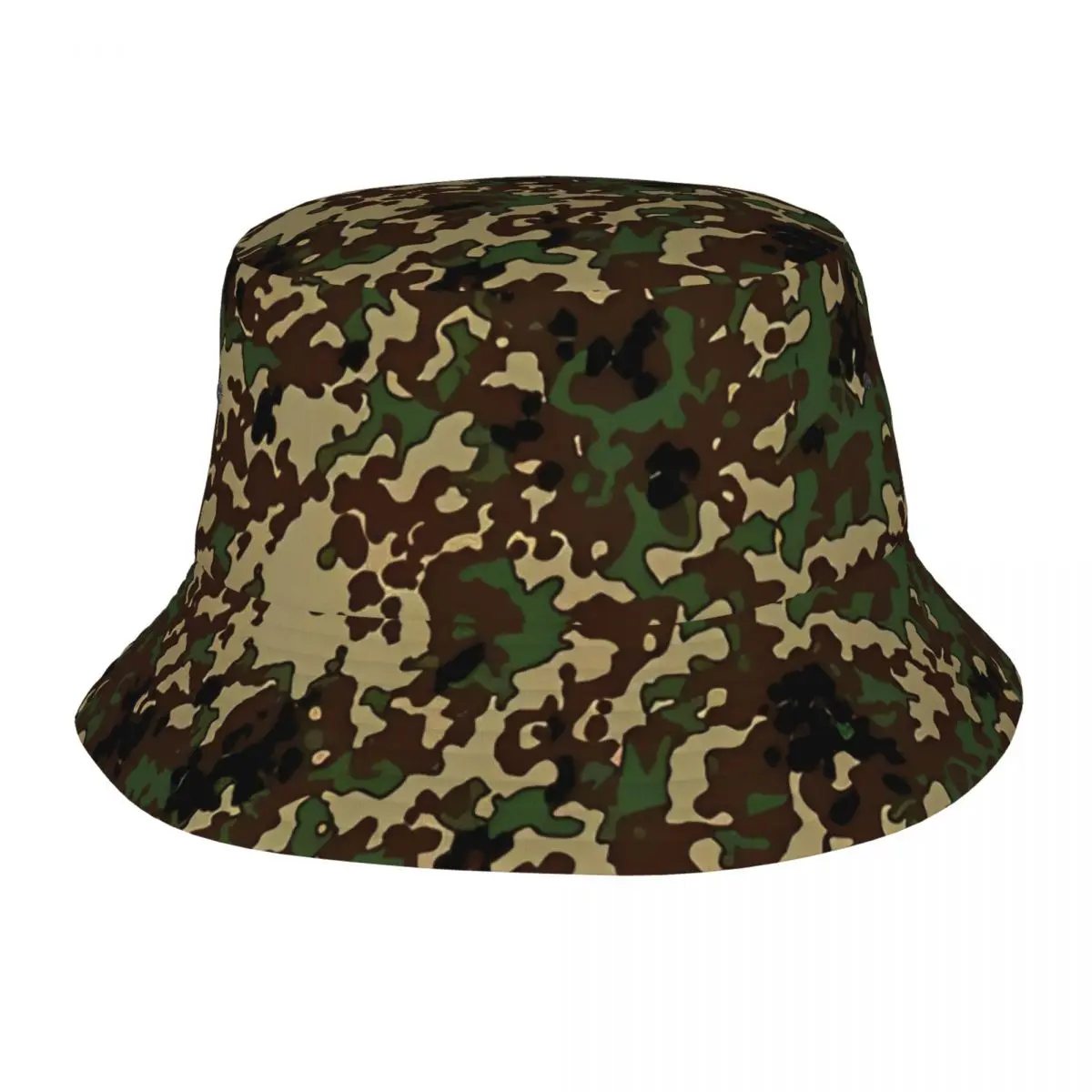 Flecktarn 남성 및 여성용 버킷 햇, UV 차단, 야외 육군 위장 낚시 어부 모자, 용수철 모자, 밥 모자