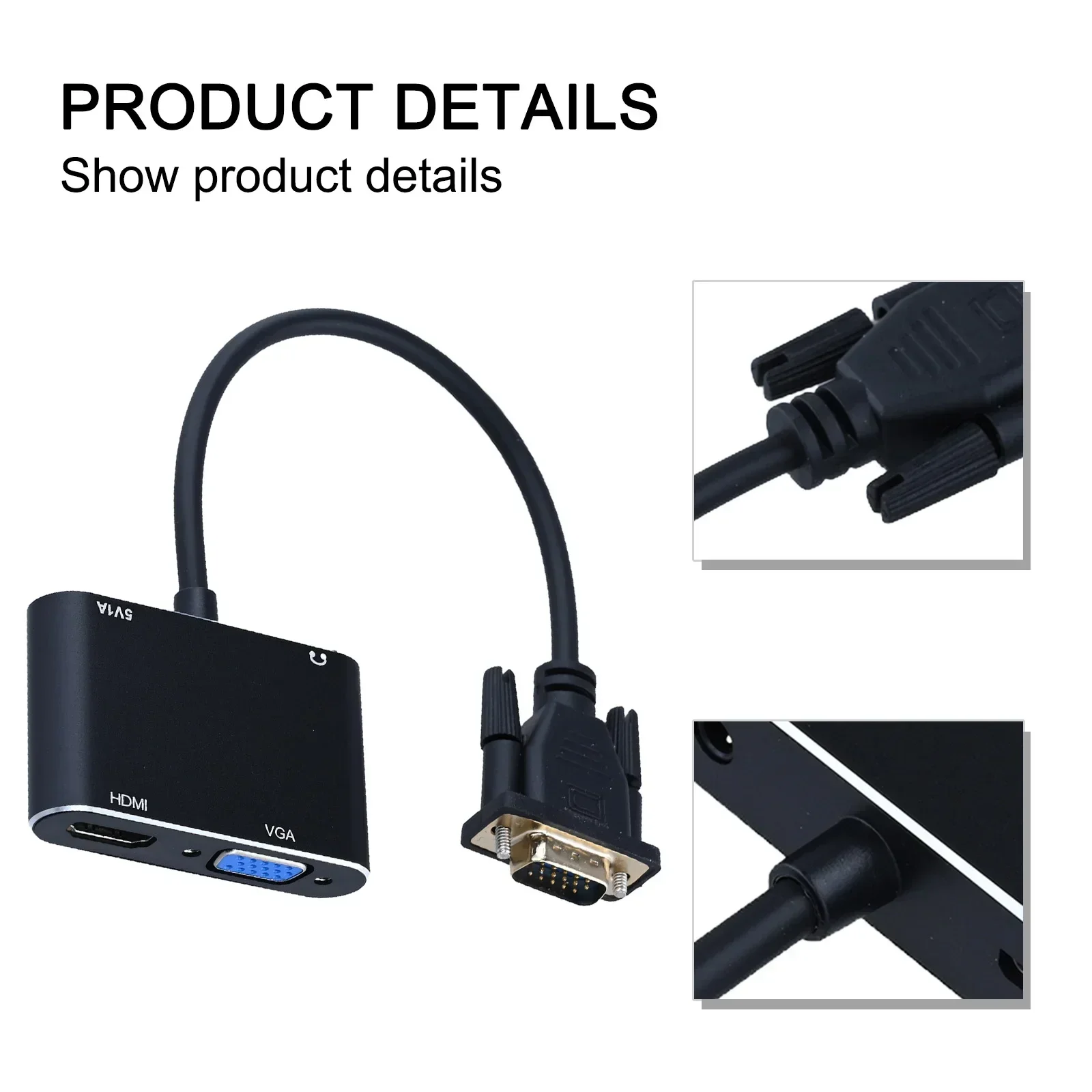 Câble adaptateur vidéo Vga vers HD-Mi, convertisseur USB 3.0 vers audio, convertisseur vidéo, haute qualité, 3 en 1, 1080P