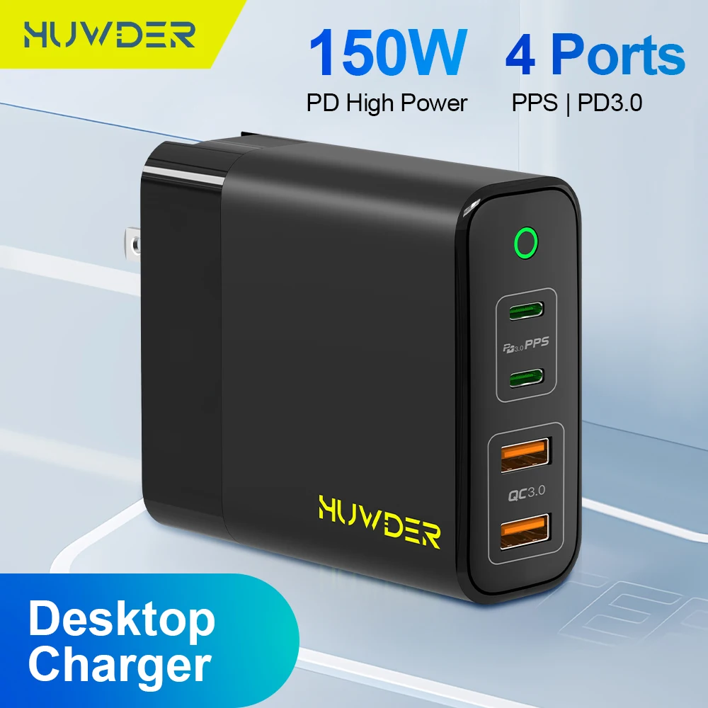 150W GaN USB Charger 4 in1 Desktop Fast Charging Station USB Type C Wall Charger For iPhone Samsung EU US AU UK Plug