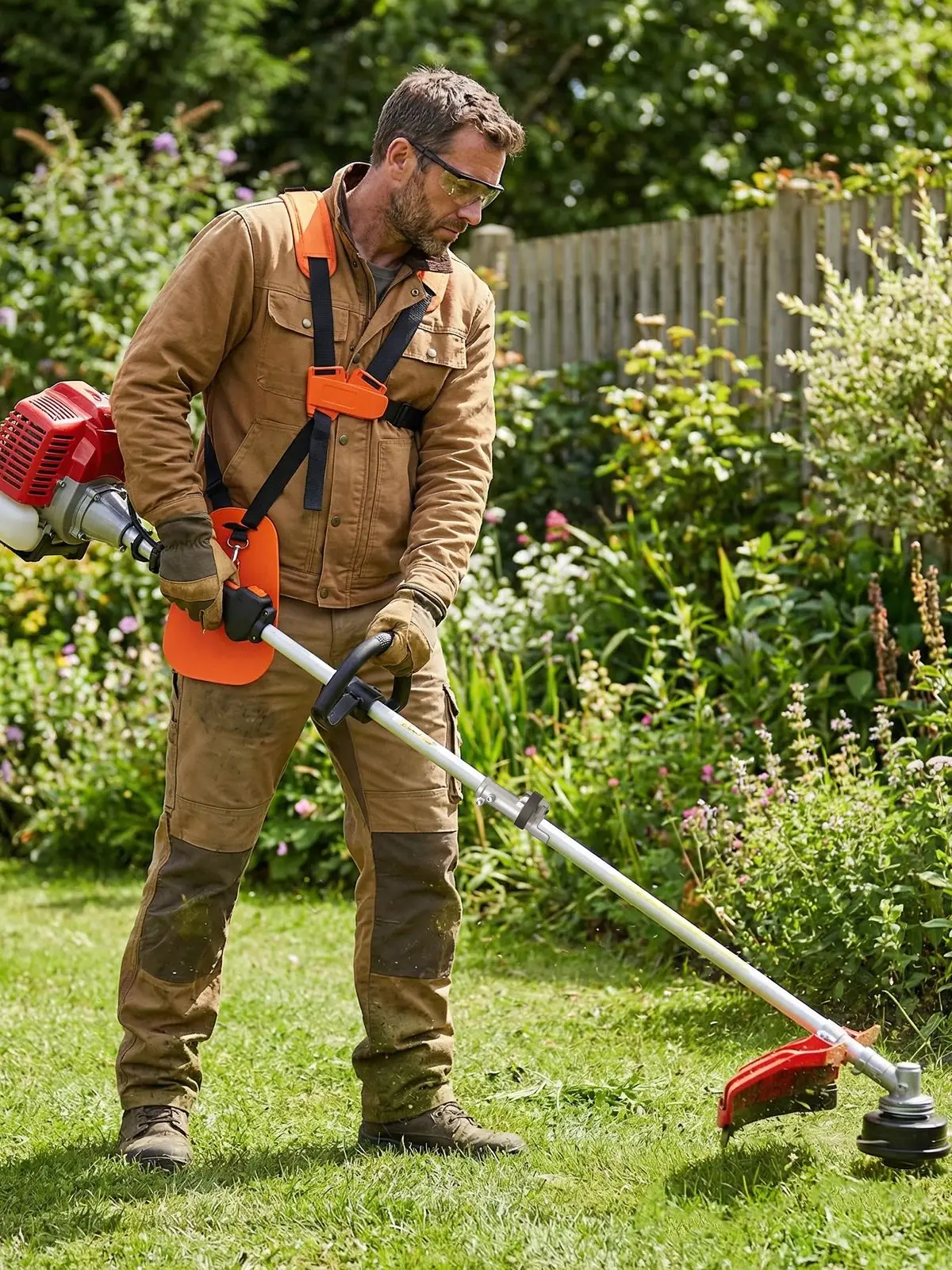 Conentool 11000RPM 52CC Benzin-Freischneider 5-in-1 Handgeführter Garten-Rasentrimmer 2-Takt Heckenschere Kettensäge Werkzeug