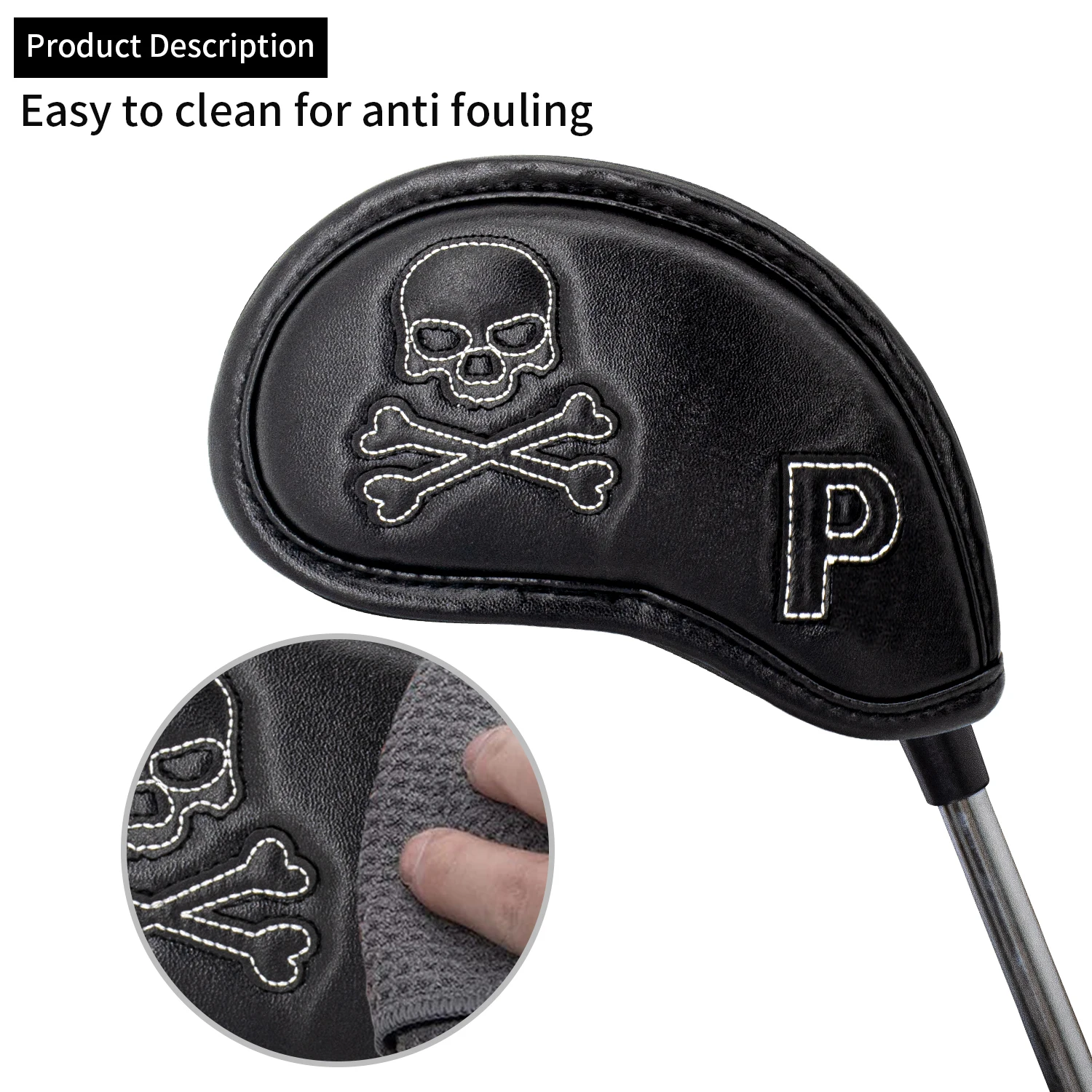 10Pcs Skull Golf Iron Headcovers Set, Durable Faux Leather, Scratch Resistant, Protect Golf Club from Scuffs view 5