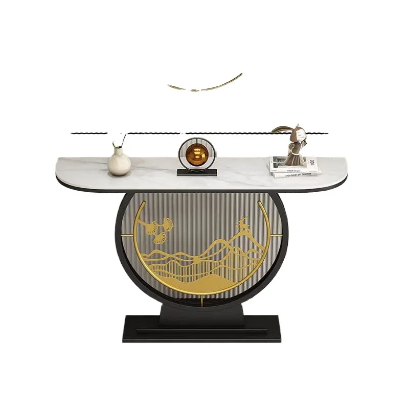 

Light luxury rock slab Modern simple entrance cabinet High-end creative end view table New Chinese entrance table