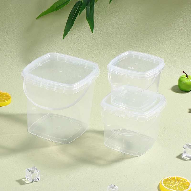 1Pc 280ML/500ML/1L Empty Plastic Bucket With Lid Airtight PP Jars Clear Container For Bulk Food Storage Beverage Buckets