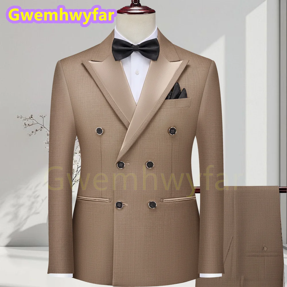 

Gwenhwyfar хаки мужские роскошные элегантные мужские костюмы Slim Fit классический повседневный деловой свадебный смокинг жениха Slim Fit (куртка + брюки)