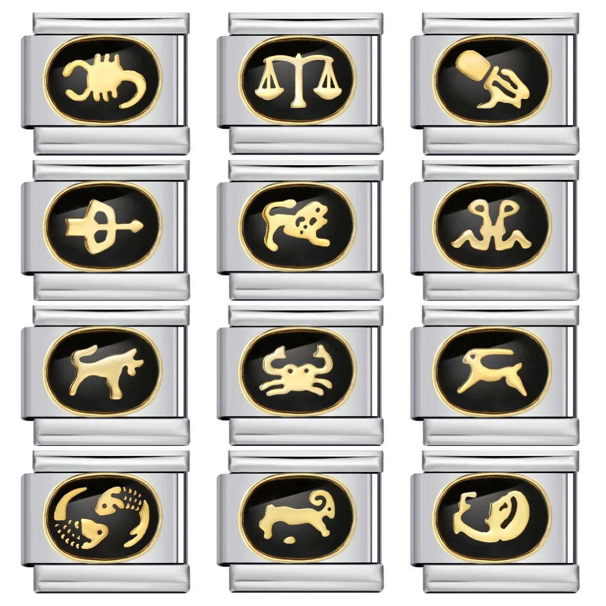 روابط سحر إيطالية عصرية جديدة على شكل 12 برجًا تناسب سوار من الفولاذ المقاوم للصدأ بعرض 9 ملم، مجوهرات يدوية الصنع هدية للنساء والرجال