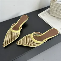 Eilyken Summer Fashion Hollow Out Mesh Women Slippers Sandals Pointed Toe Thin Low Heels Slingback Mules Shoes Zapatos De Mujer